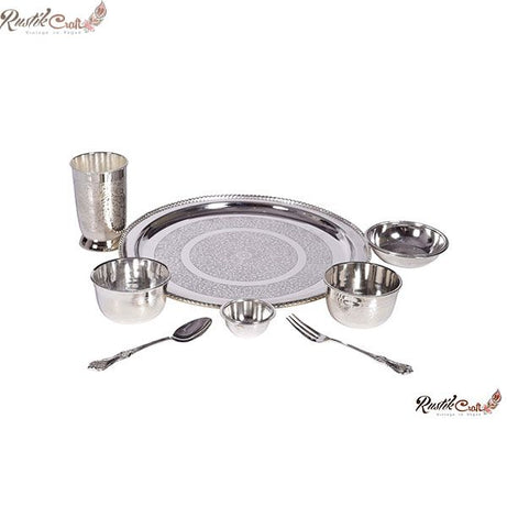 Royal Silver Brass Thali/ Dinner Set