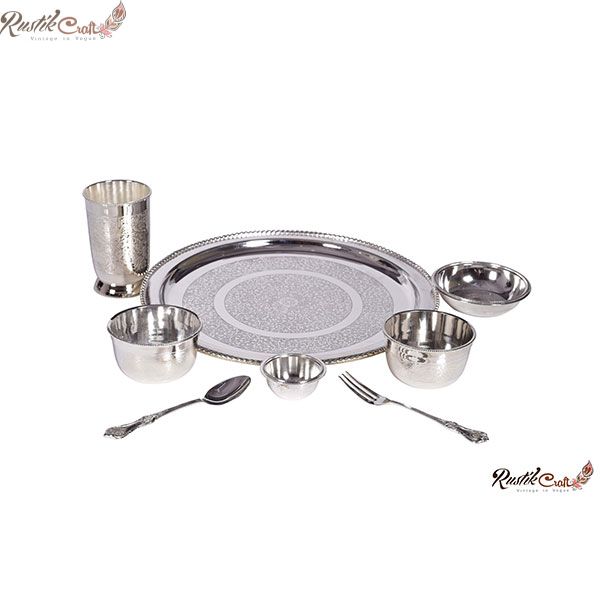 Royal Silver Brass Thali/ Dinner Set