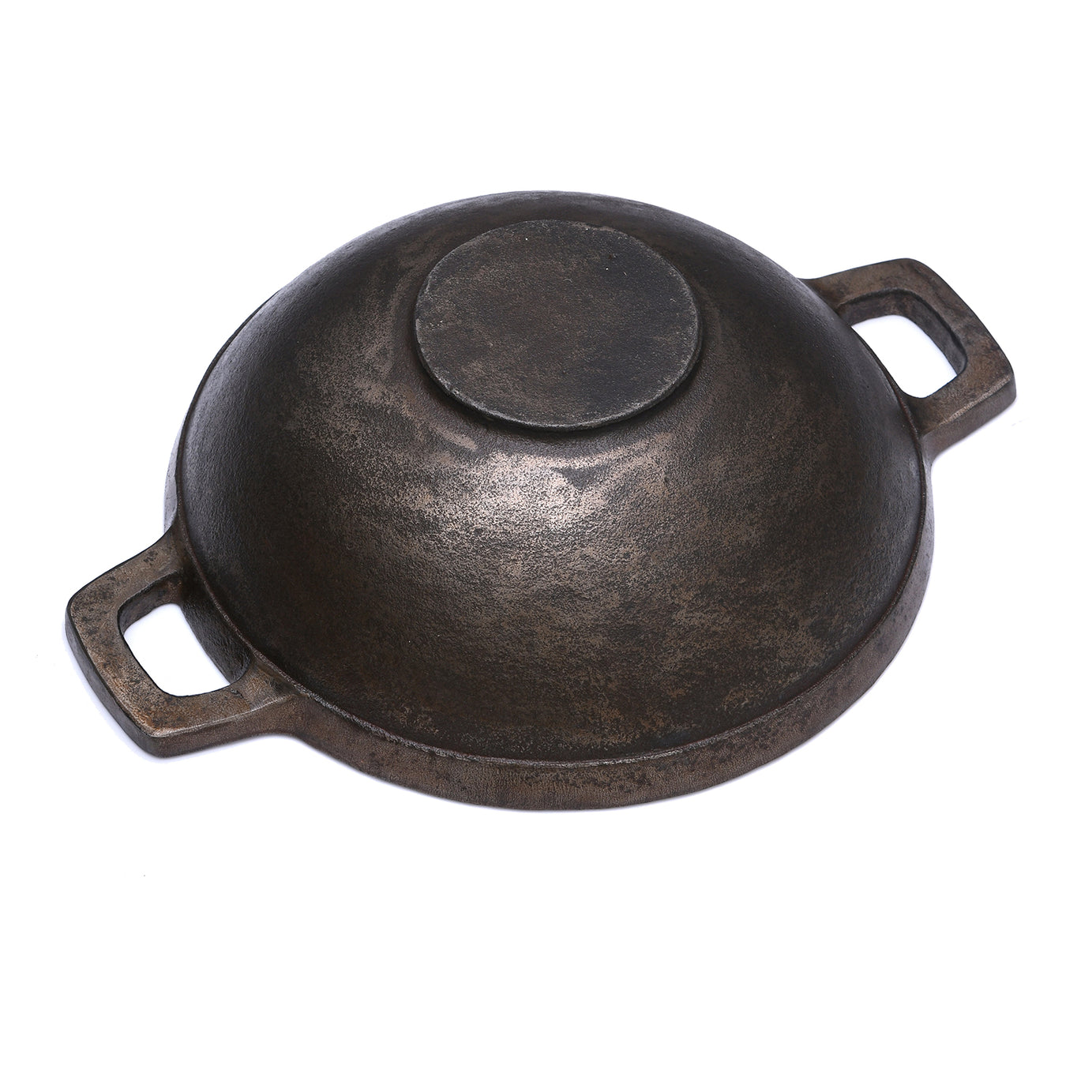 Pre-seasoned Cast Iron Kadai/ Wok With Flat Bottom 11 inch