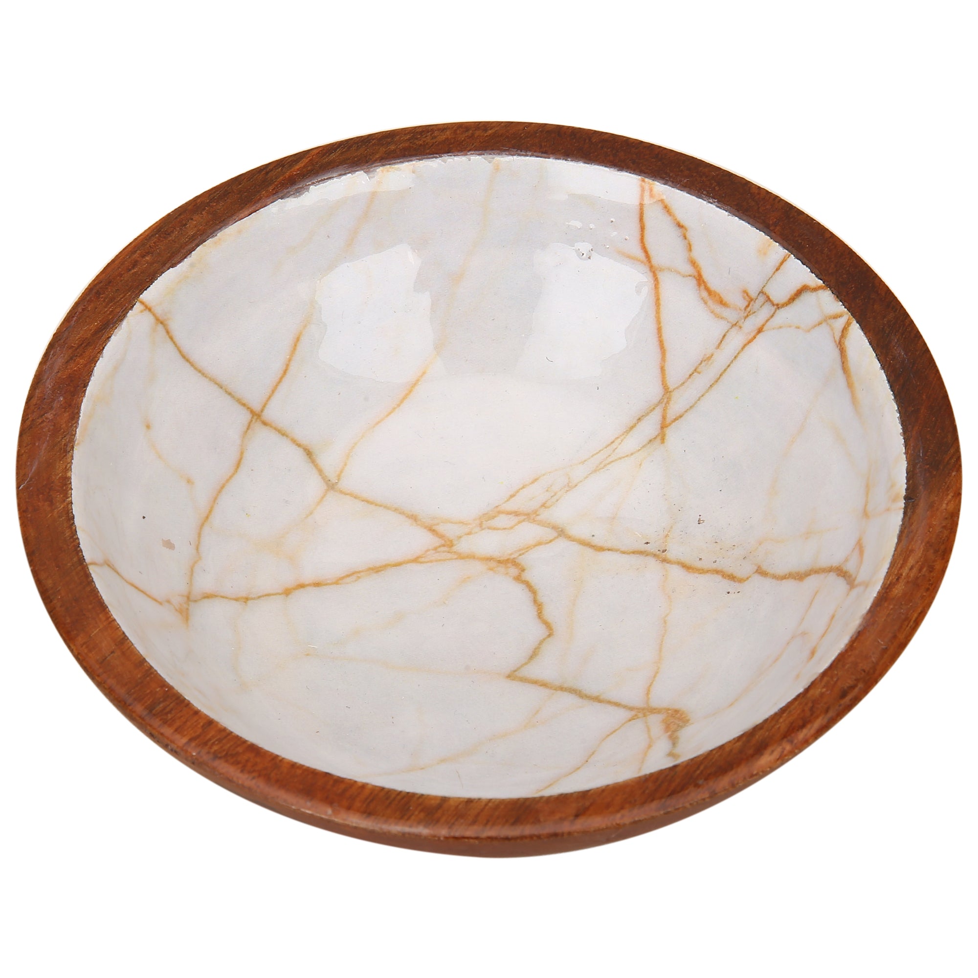 Enamel Coated Wooden Salad Bowl