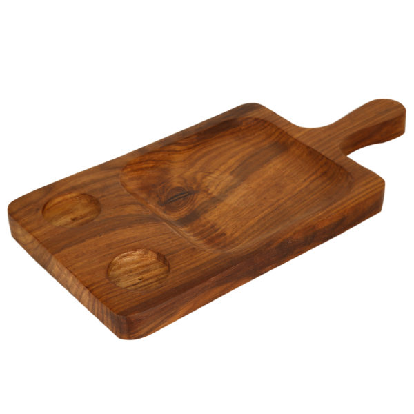 Wooden Double Bowl Chip Dip Platter