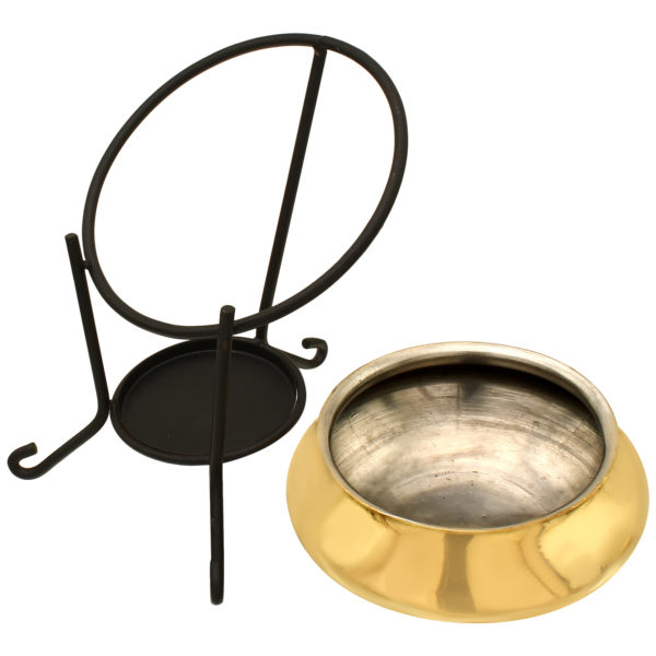 Brass Chhola Kulcha Handi  (Tin Lining) with Iron Stand