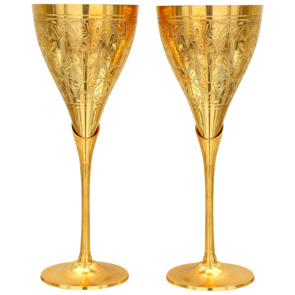 Handmade Brass Royal Wine Glass / Goblet set of 2 in Gift Box
