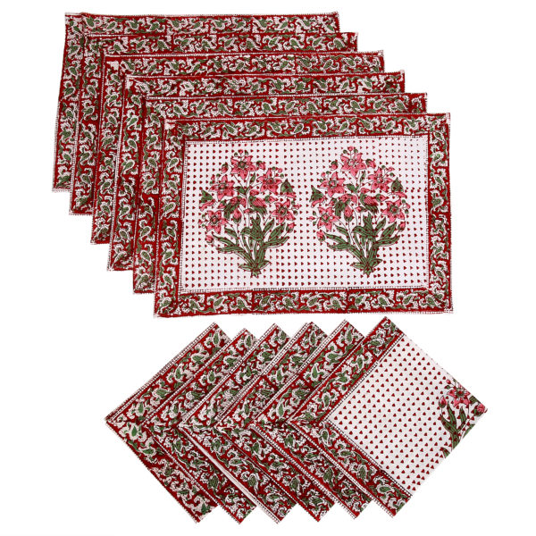 Cotton Block Prints Napkins & Place mats Set of 6 Each