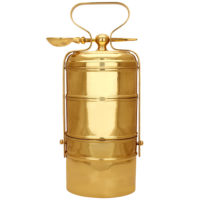 Vintage Style 3 Tier Brass Tiffin/Lunch Box with Inner Tin Lining and Spoon