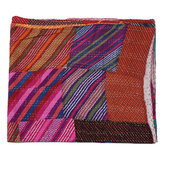 Multicolored Recycled Sari Patchwork Reversible Quilt, Bedspread