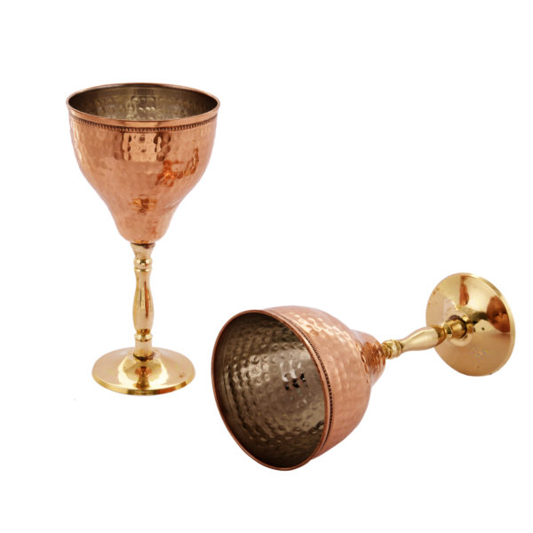 Set of 2 Hammered Copper Nickel Lined Champagne Flutes in Gift Box